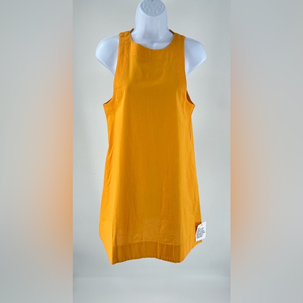 ASOS Design High Neck Swing Mini Linen Dress in Orange, size 4, NWT!